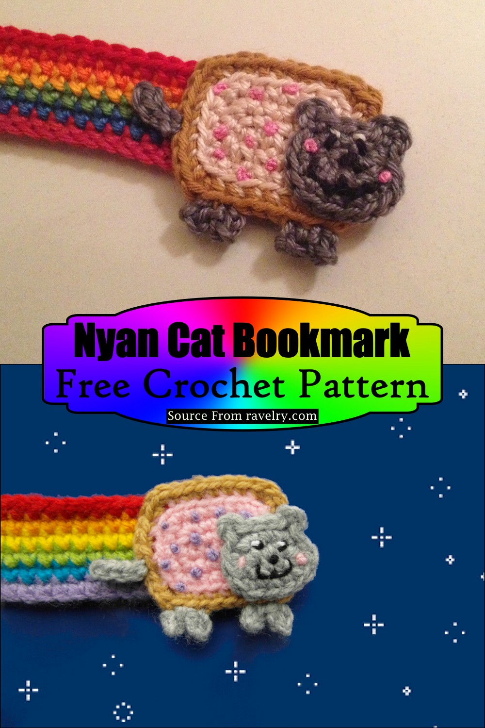  Crochet Nyan Cat Bookmark Pattern