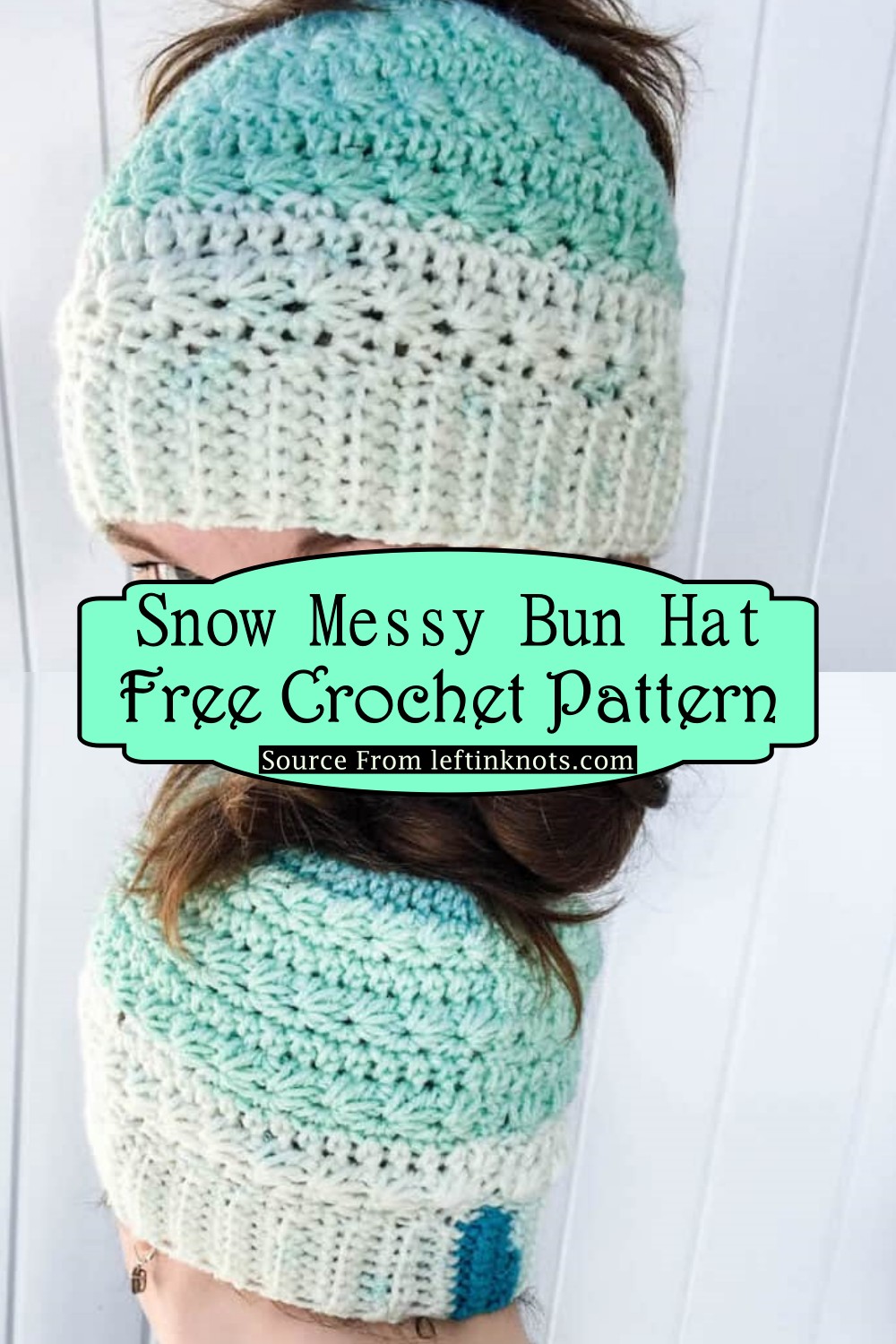 Snow Messy Bun Hat