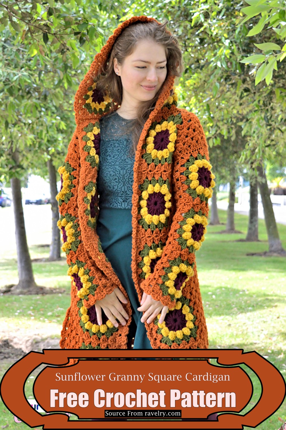 Sunflower Granny Square Cardigan Crochet Pattern