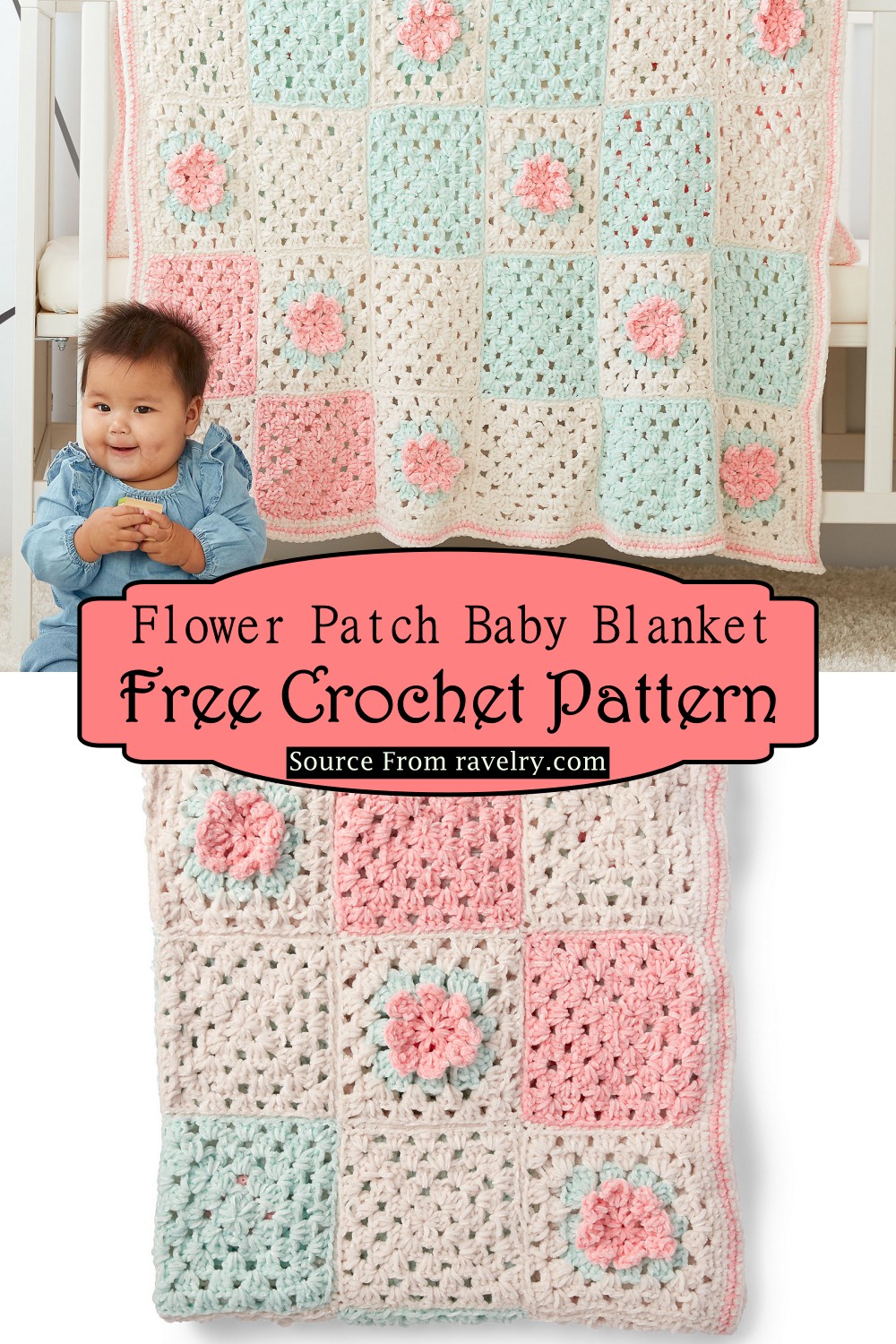 Crochet Flower Patch Baby Blanket