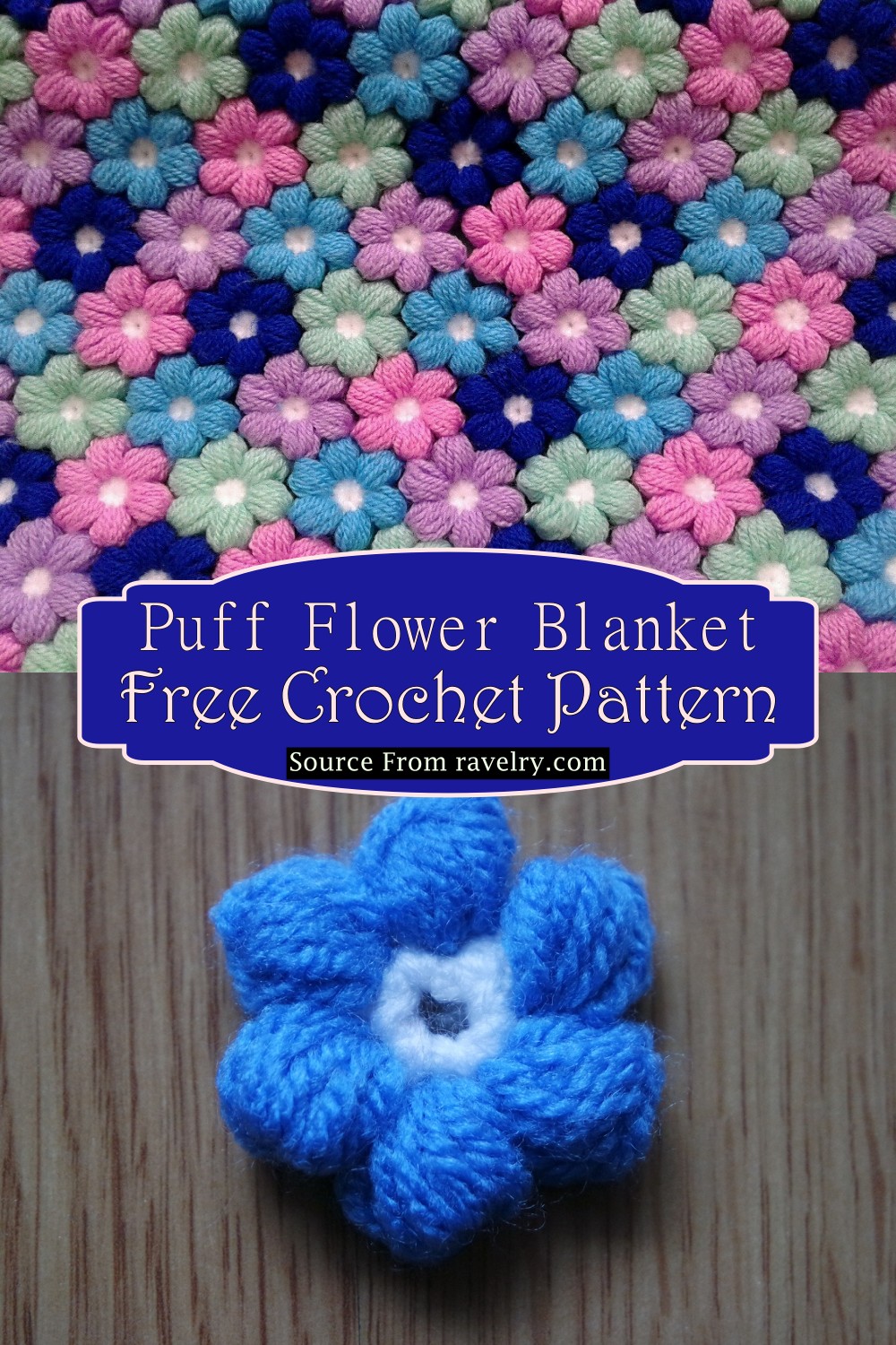 Crochet Puff Flower Blanket