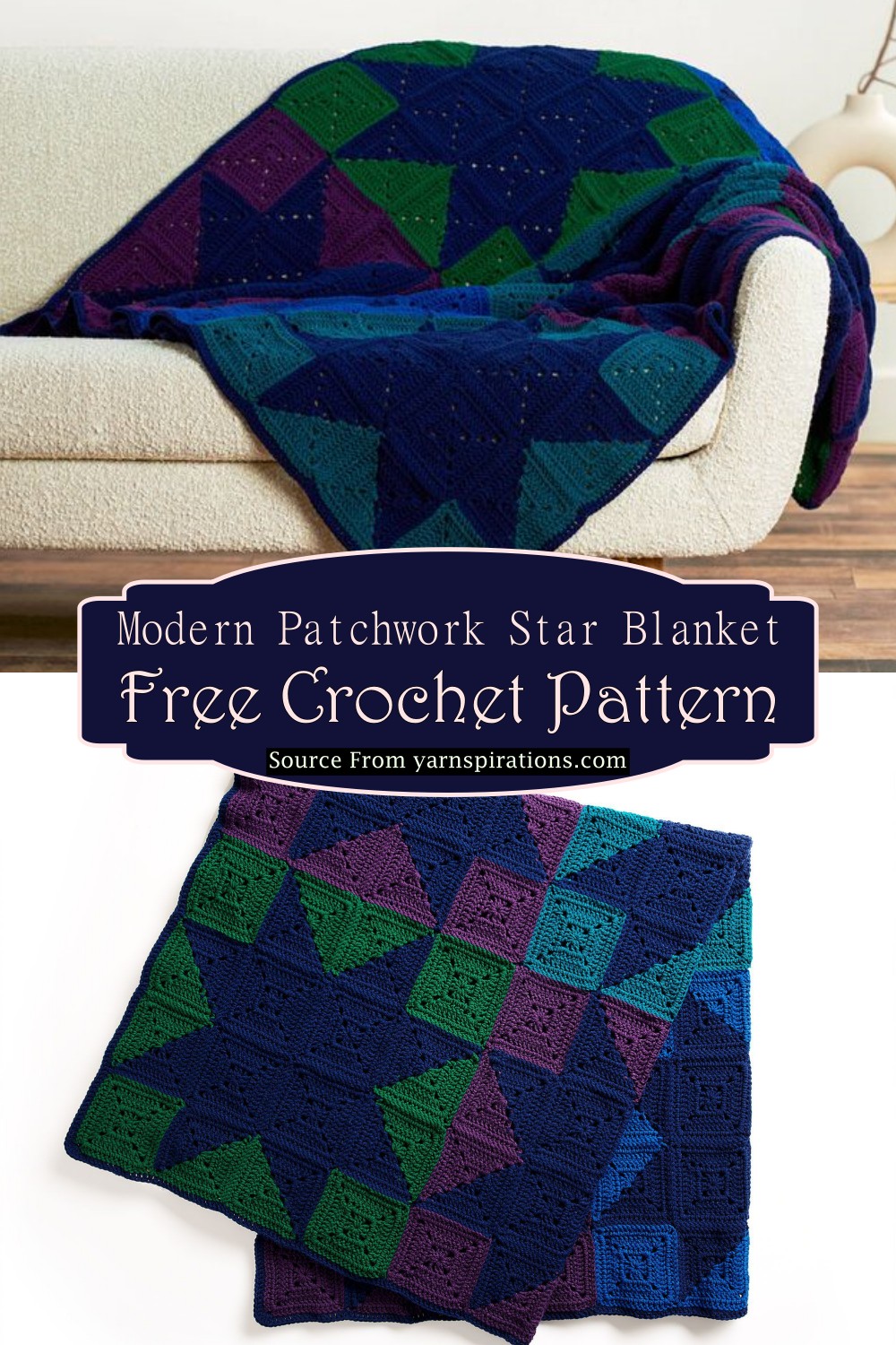Modern Patchwork Crochet Star Blanket Pattern