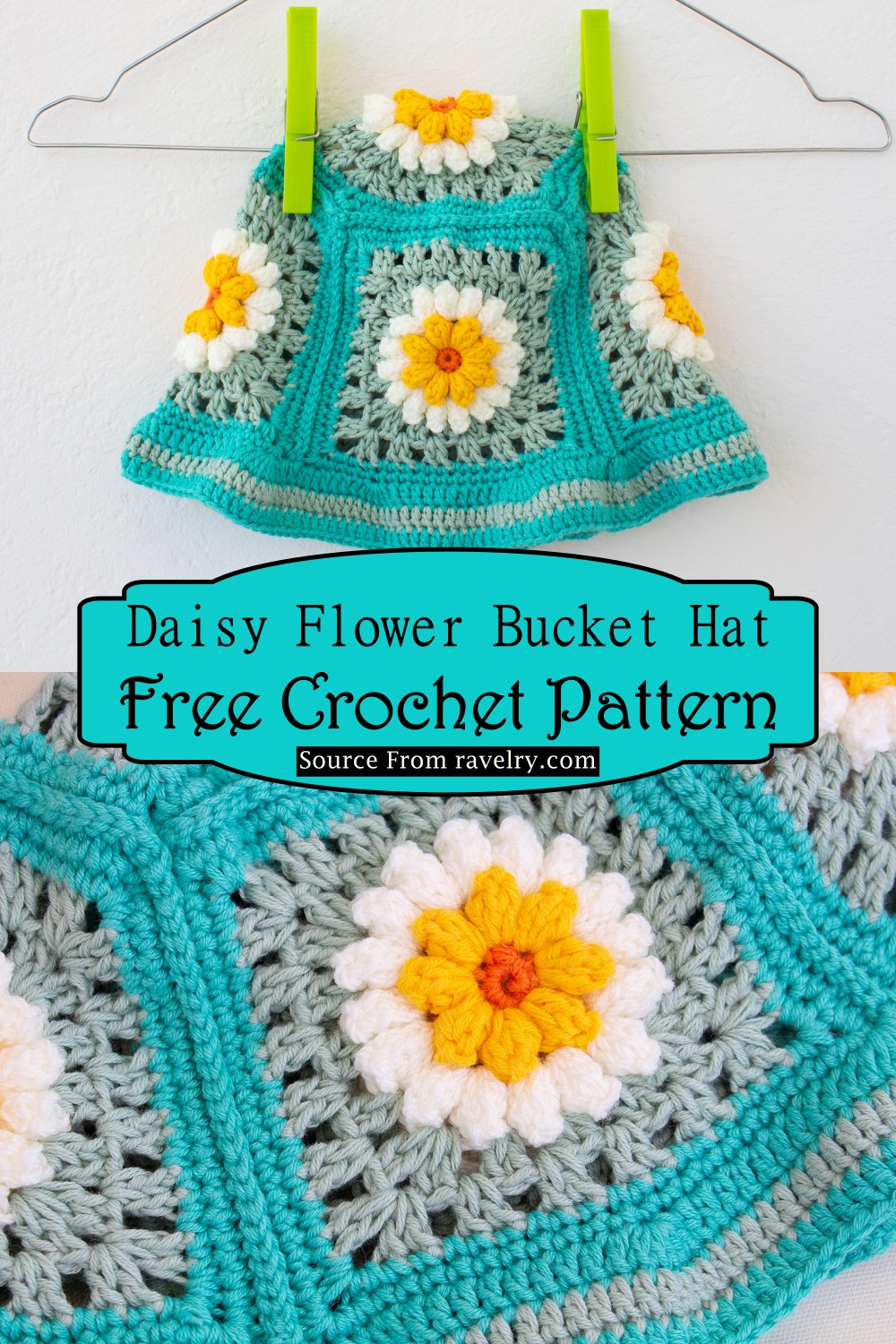 Crochet Daisy Flower Bucket Hat Pattern