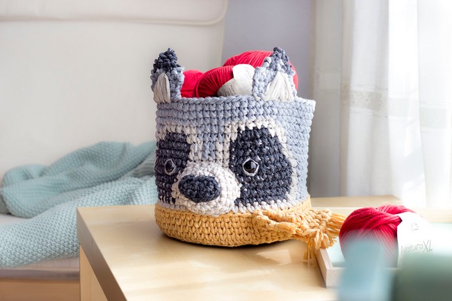 Tapestry Raccoon Basket