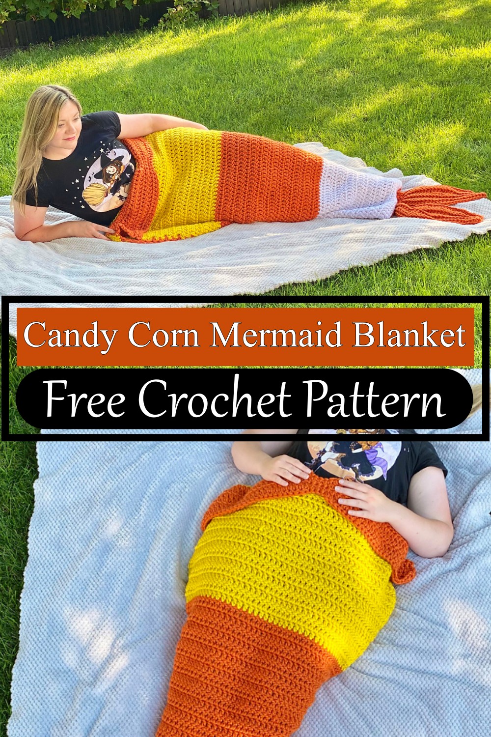 Candy Corn Mermaid Blanket