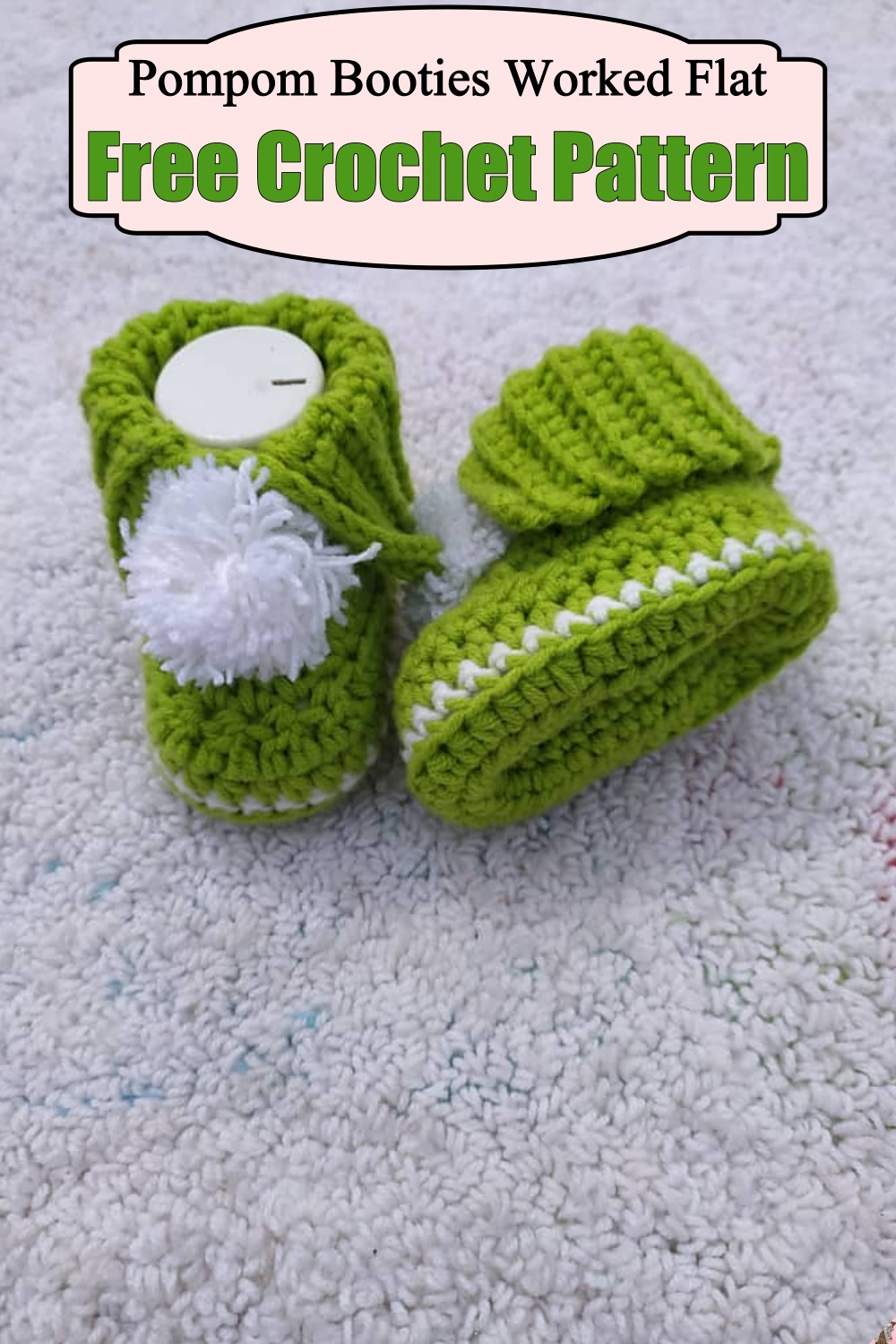 Pompom Booties Worked Flat