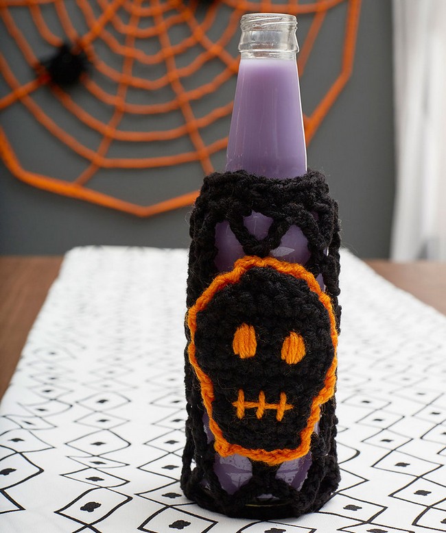 Skull Halloween Bottle Cozy