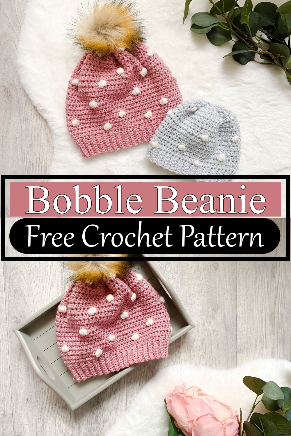 Single Crochet bobble Stitch Crochet Beanie 