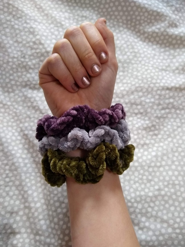 Crocheted Velvet Scrunchies
