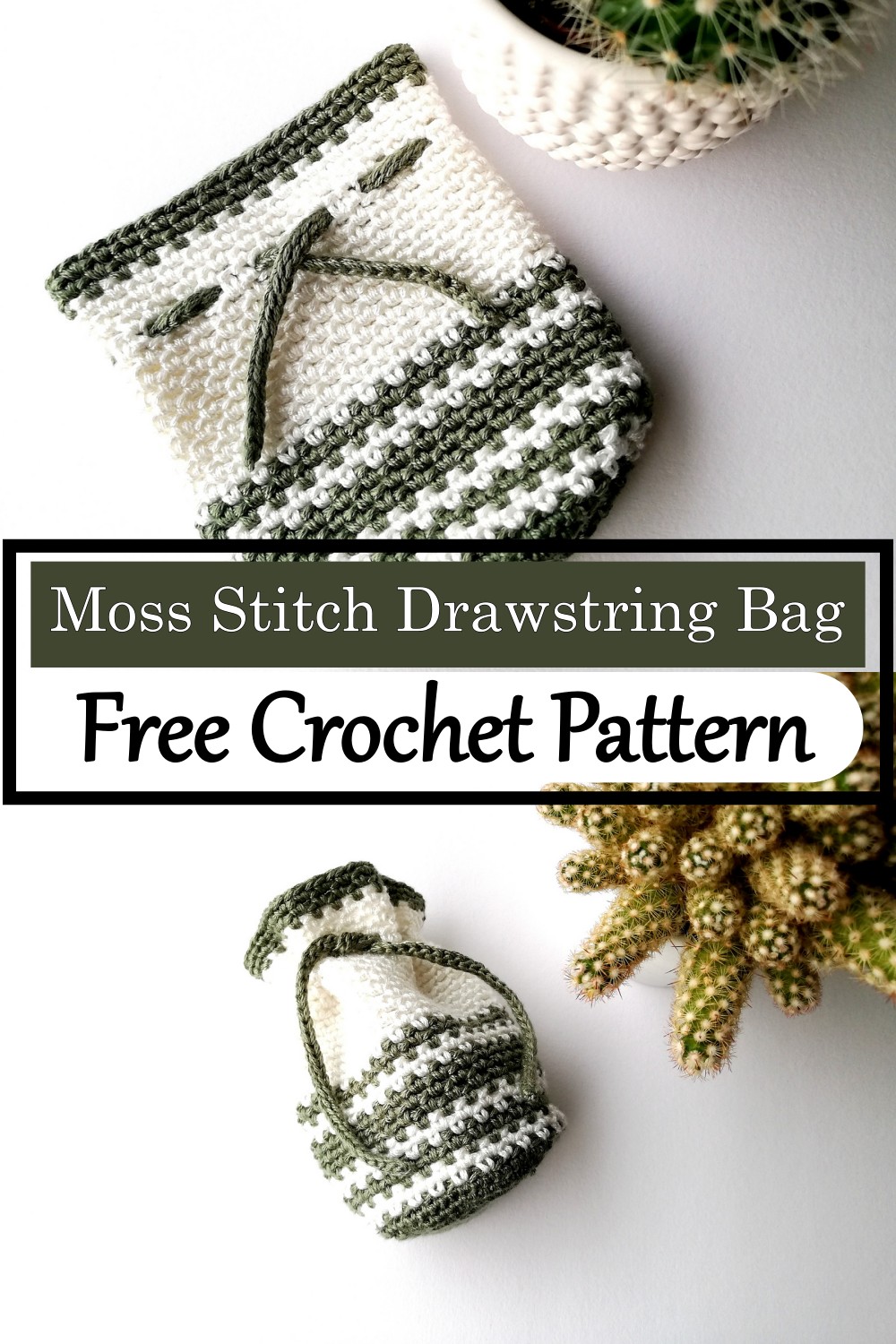 Moss Stitch Drawstring Bag