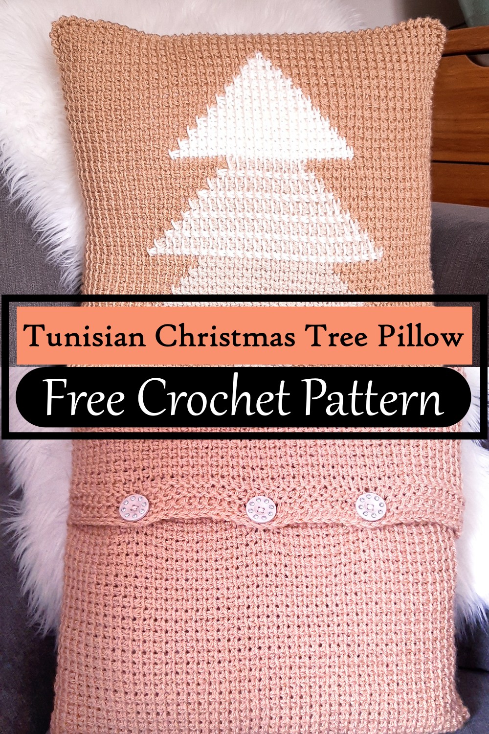 Tunisian Christmas Tree Pillow