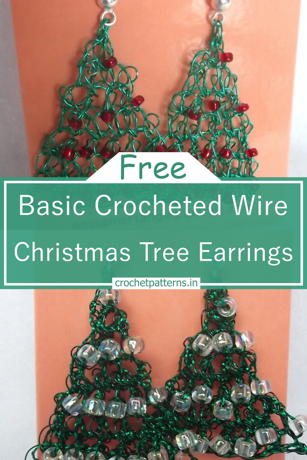 Basic Crocheted Wire Christmas Tree Earrings