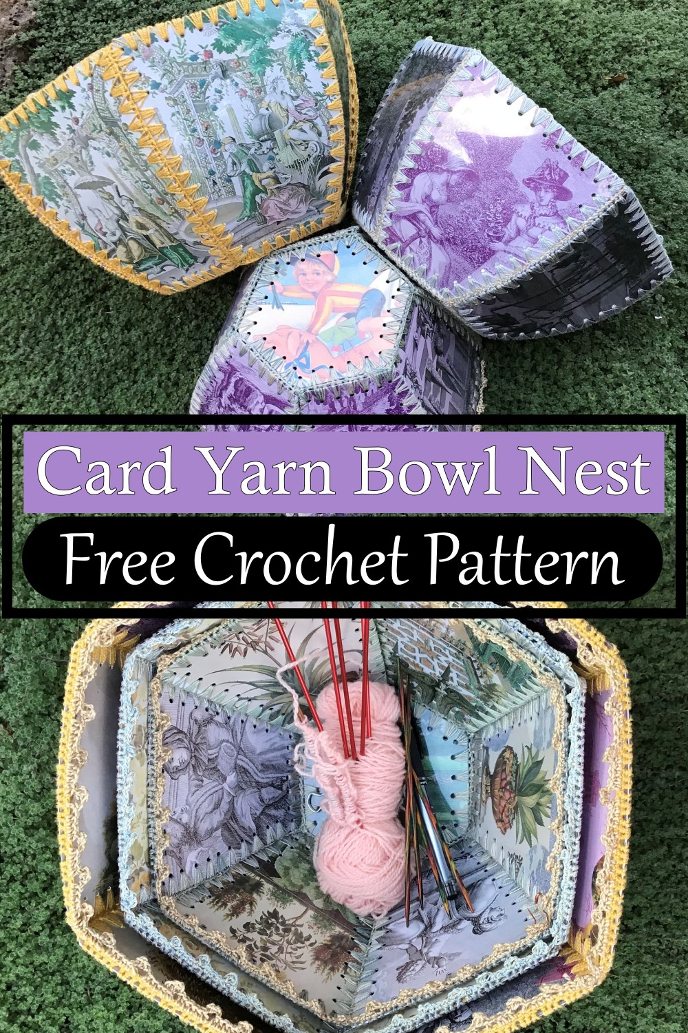 Crocheted Card Yarn Bowl Nest