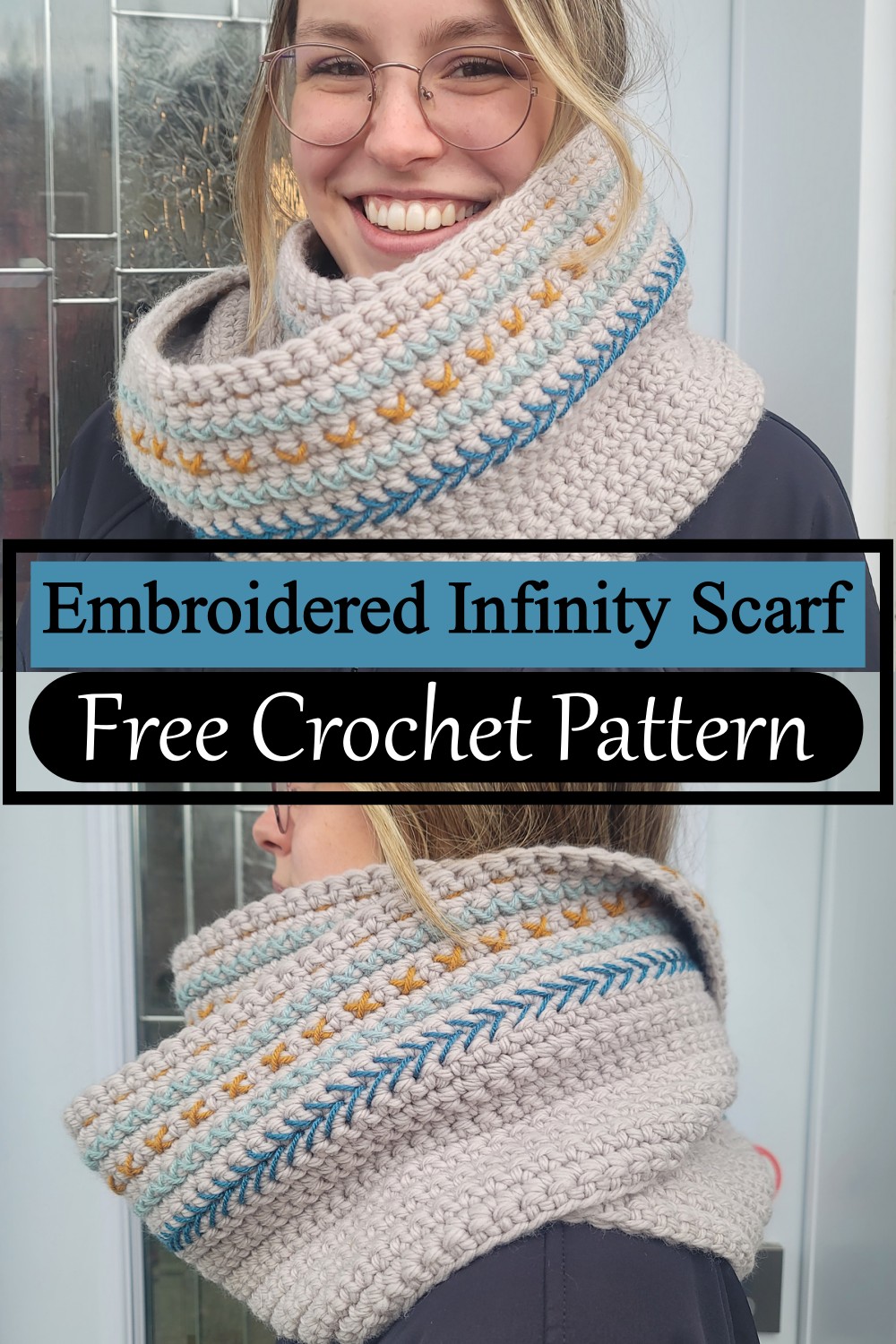 Embroidered Infinity Scarf