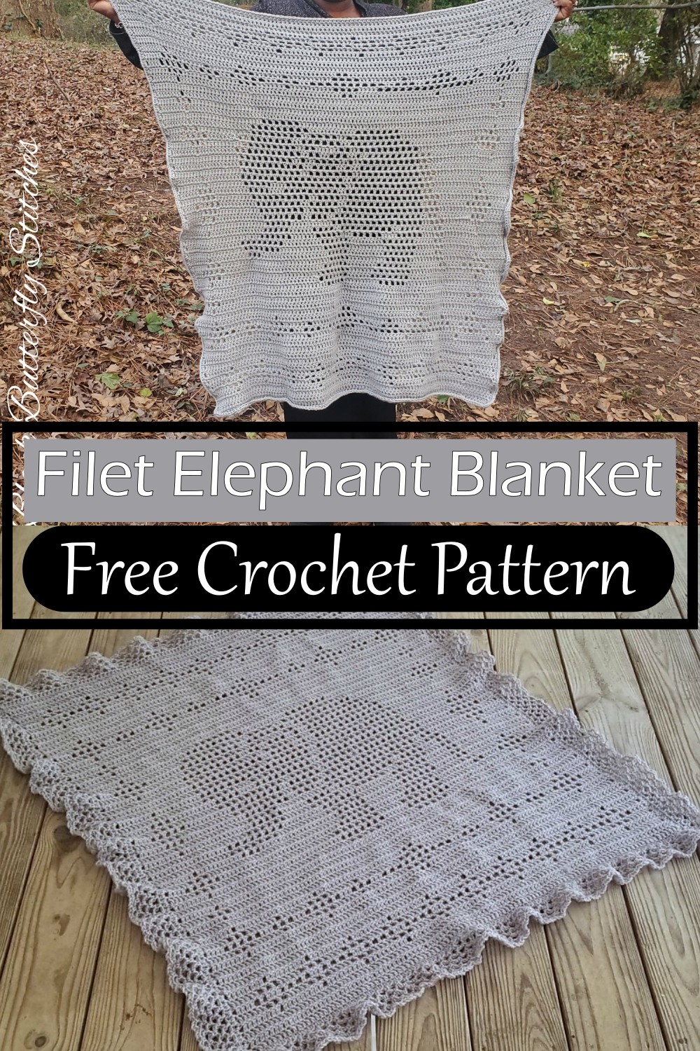 Filet Elephant Blanket