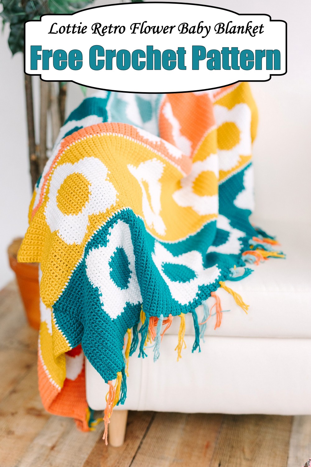 Lottie Retro Flower Baby Blanket