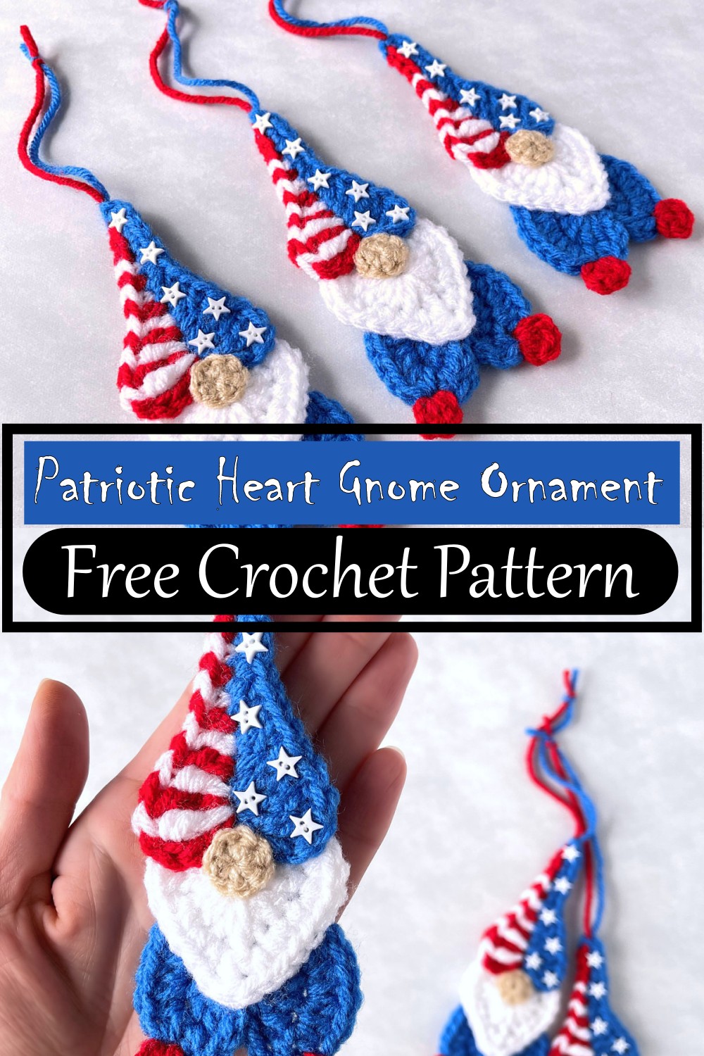 Patriotic Heart Gnome Ornament
