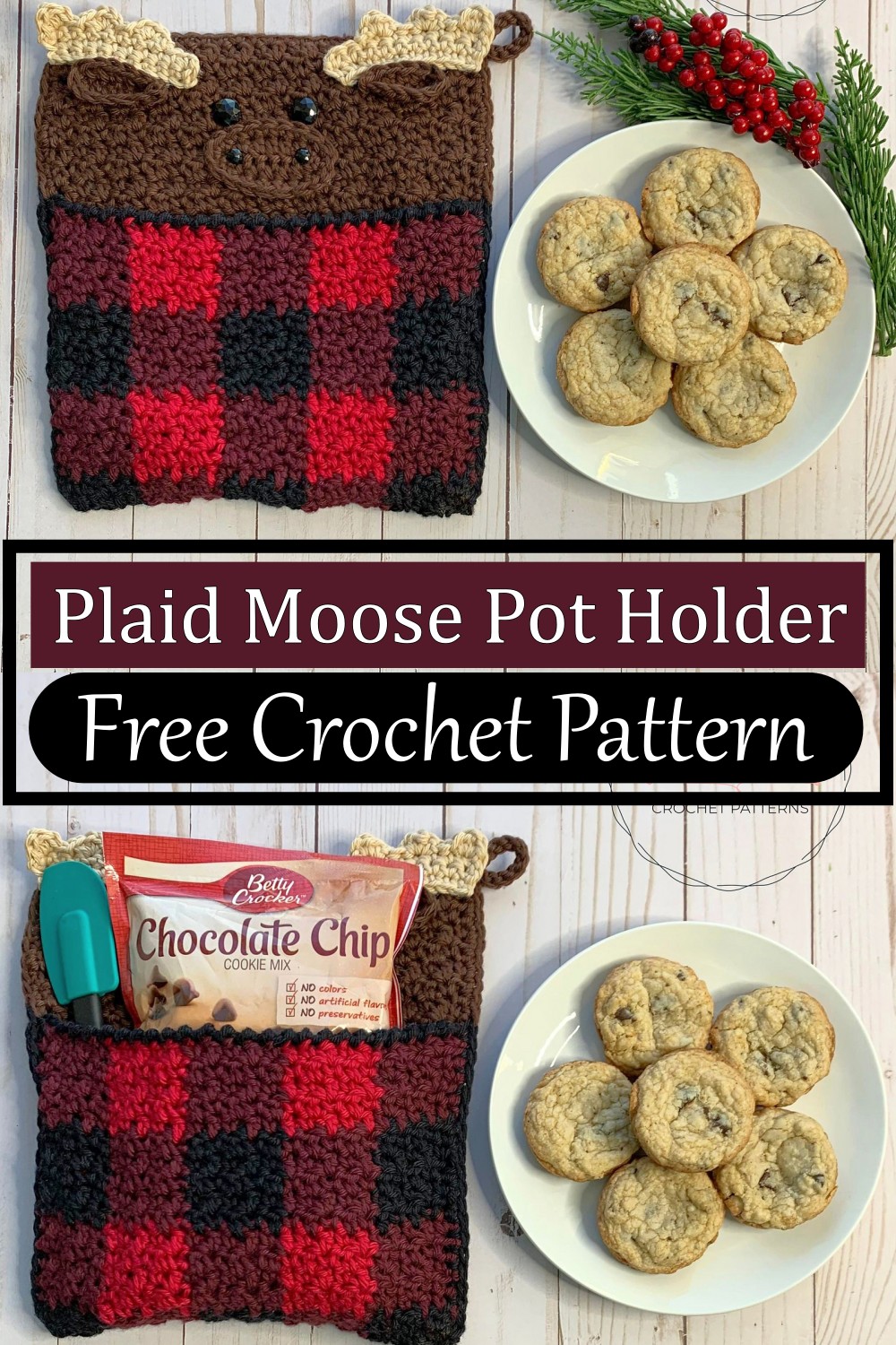 Plaid Moose Pot Holder