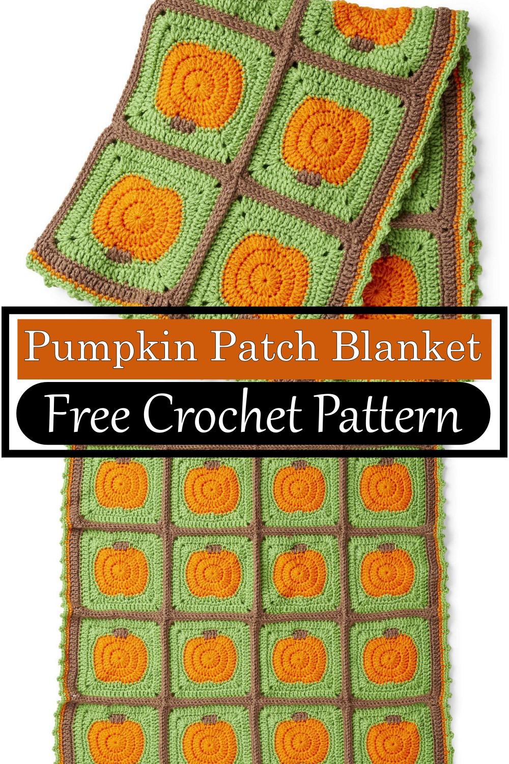 Pumpkin Patchwork Blanket With Square Motifs