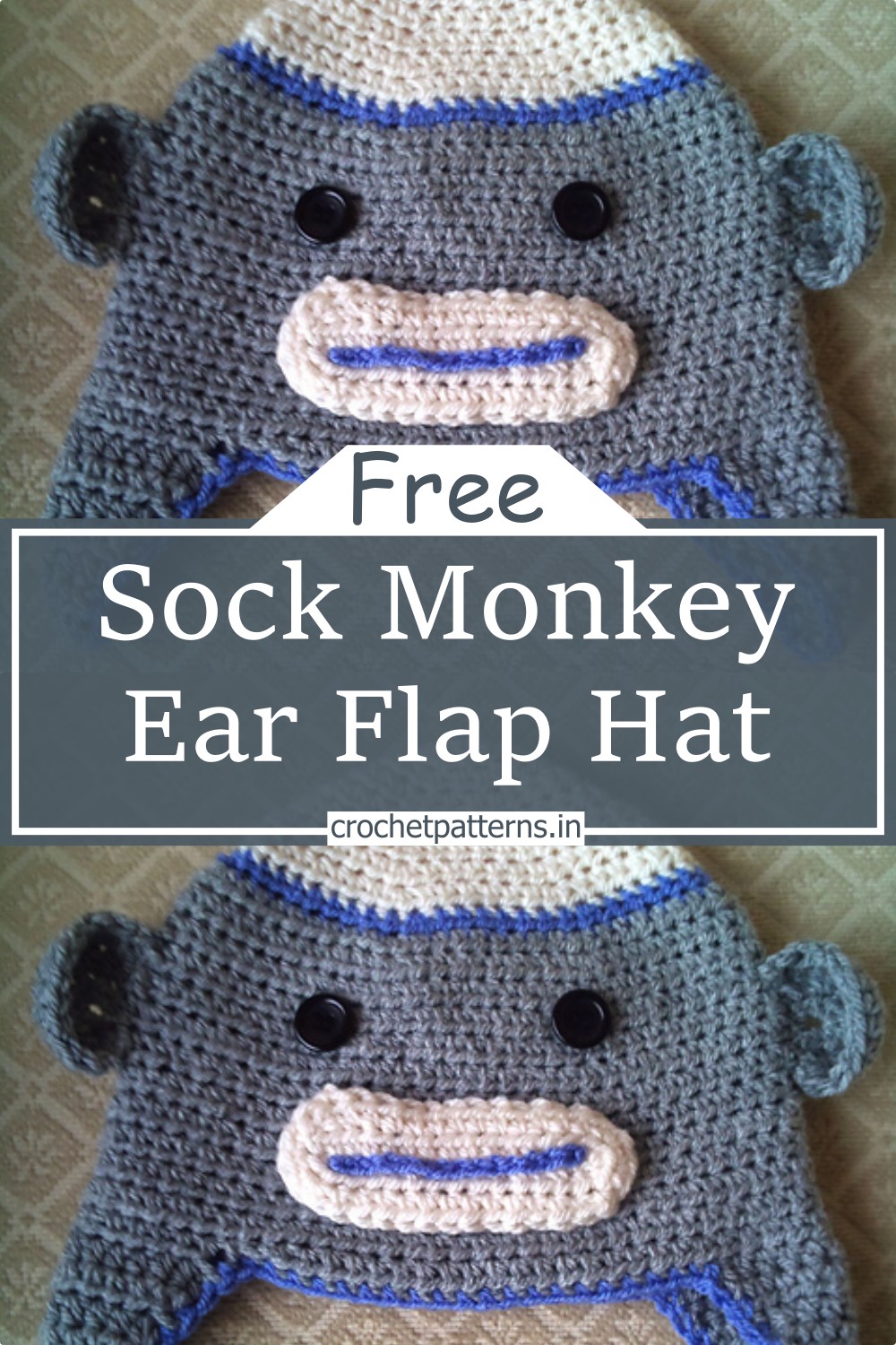 Sock Monkey Ear Flap Hat