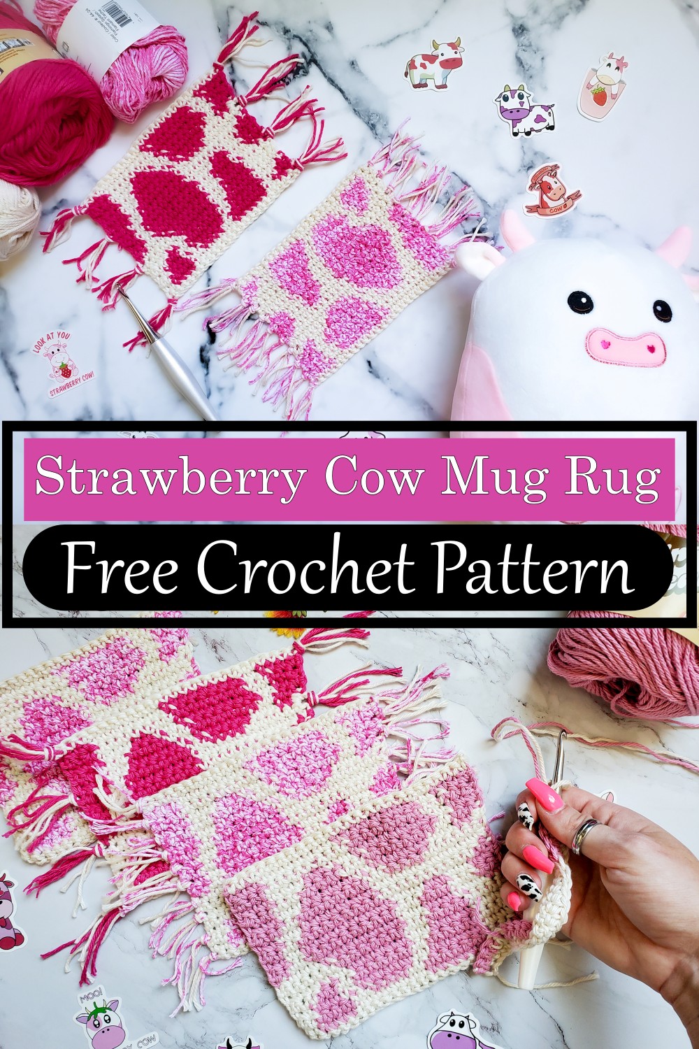 Strawberry Cow Mug Rug