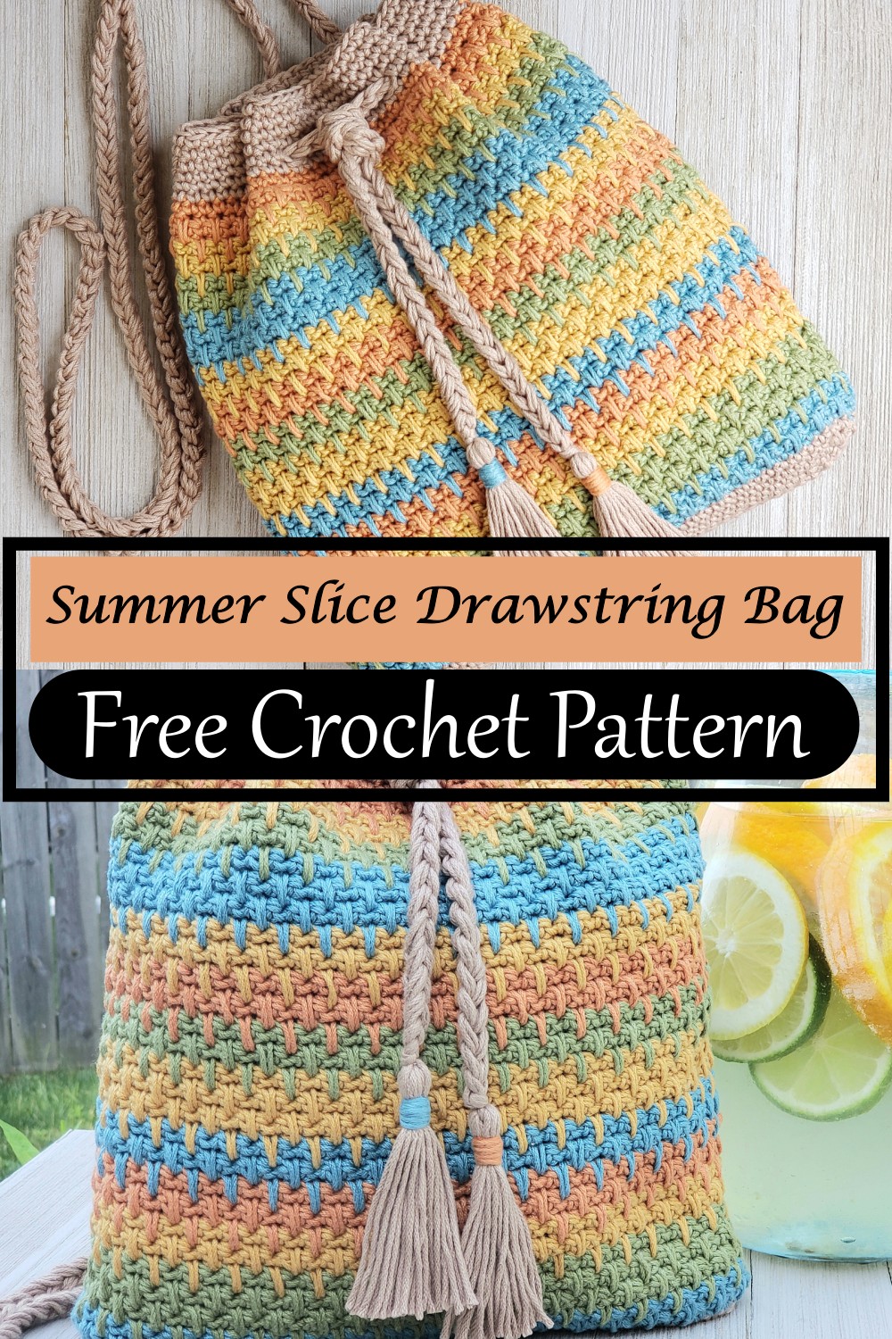 Summer Slice Drawstring Bag