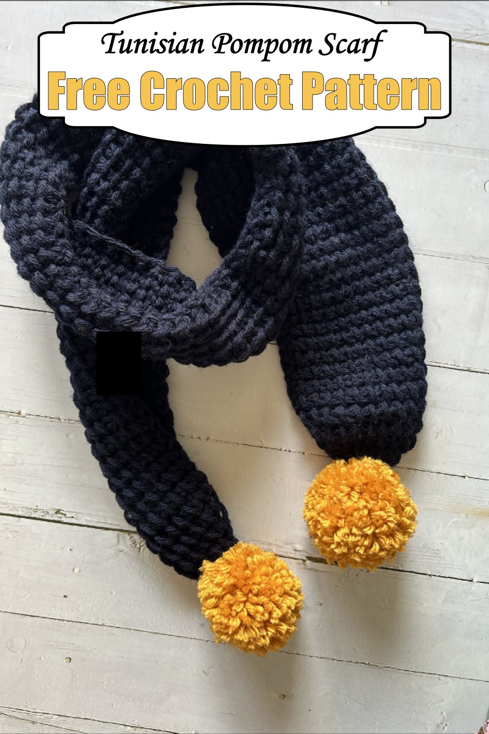 Tunisian Crochet Pompom Scarf