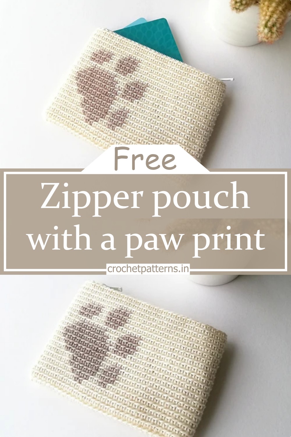 Zipper pouch with a paw print