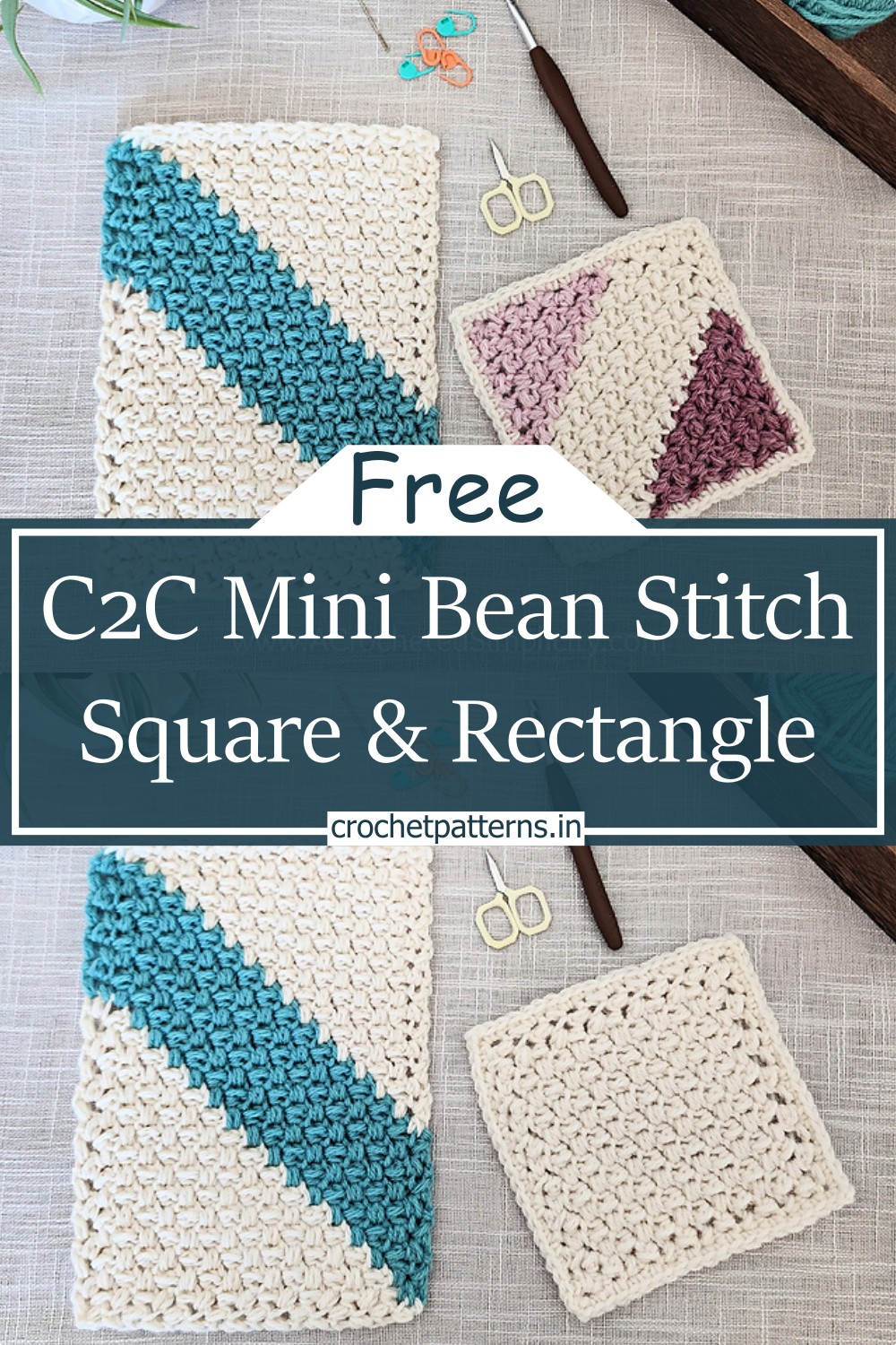 C2C Mini Bean Stitch Square & Rectangle