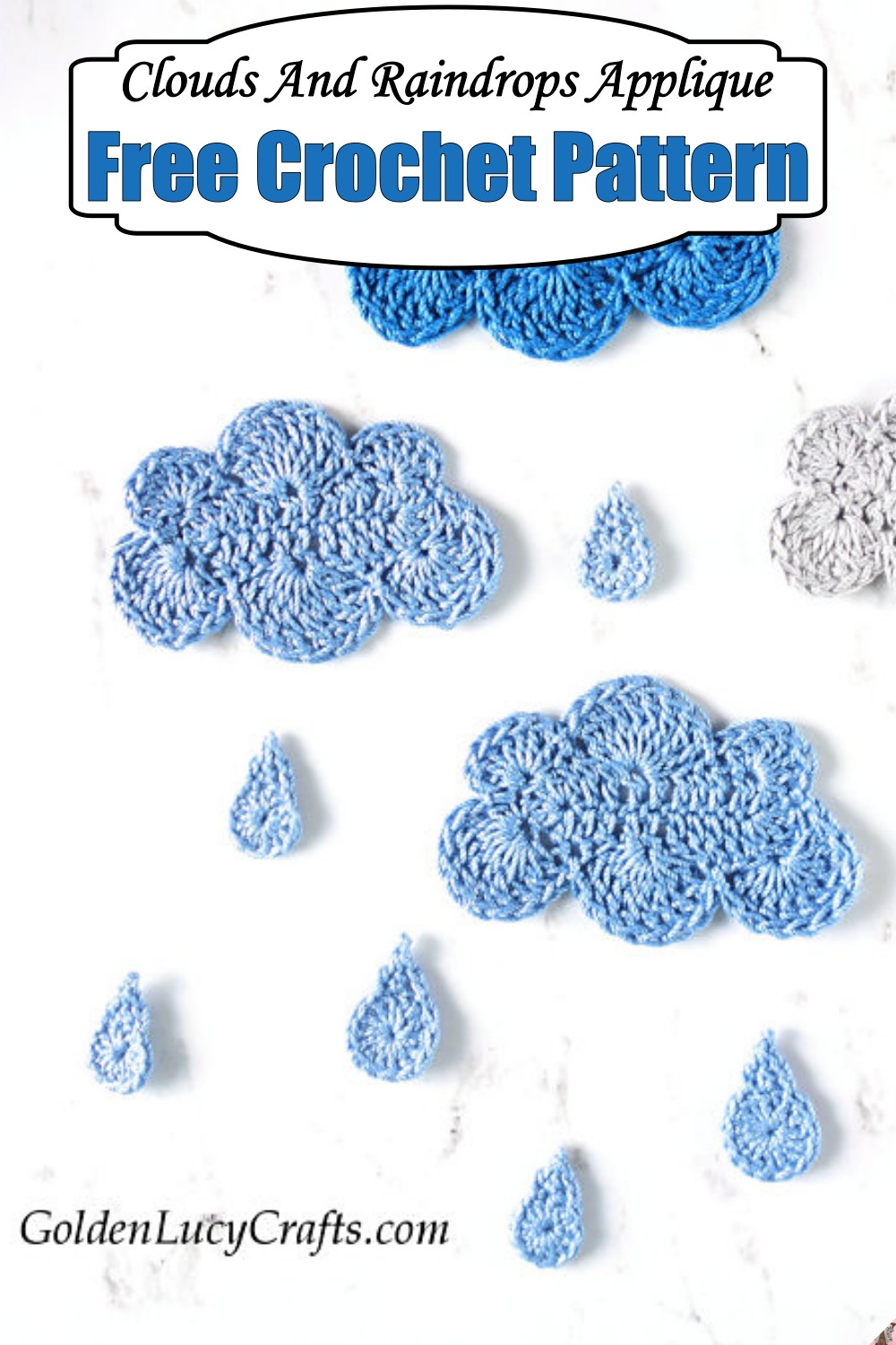 Clouds And Raindrops Applique