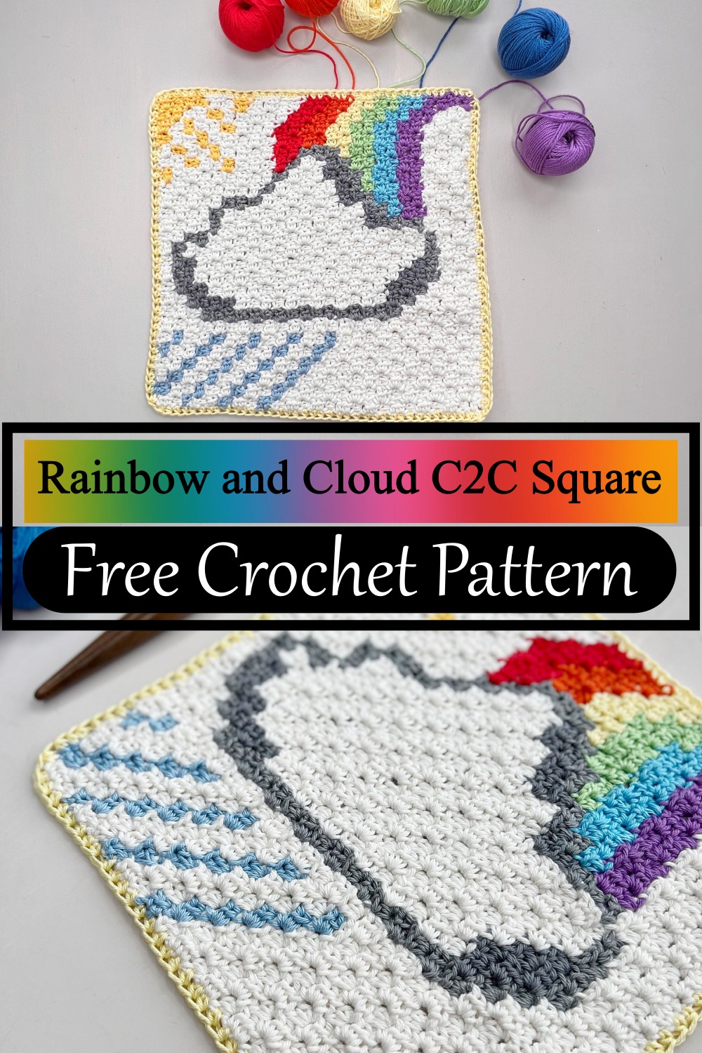 Rainbow and Cloud C2C Square