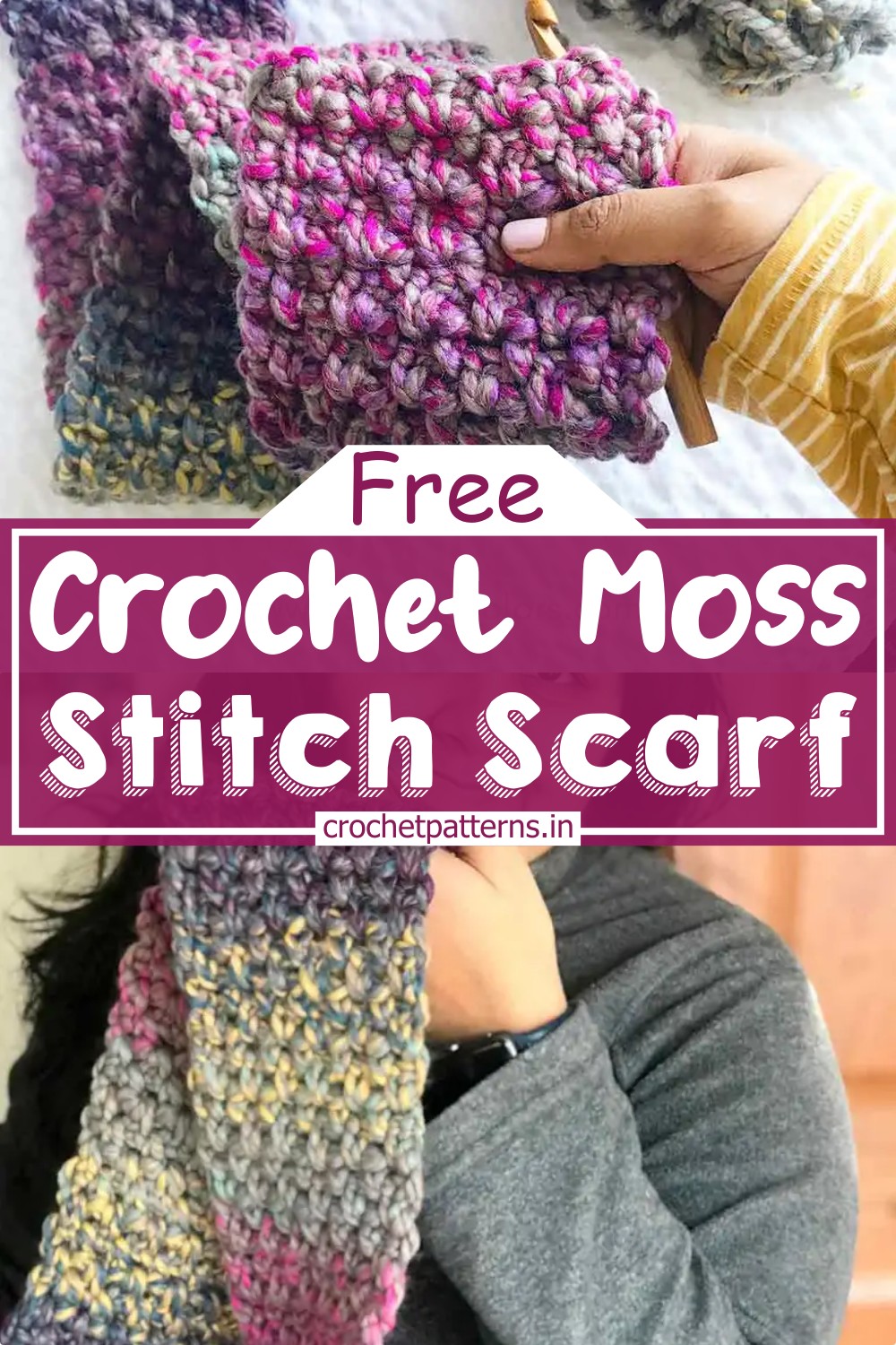 Crochet Moss Stitch Scarf