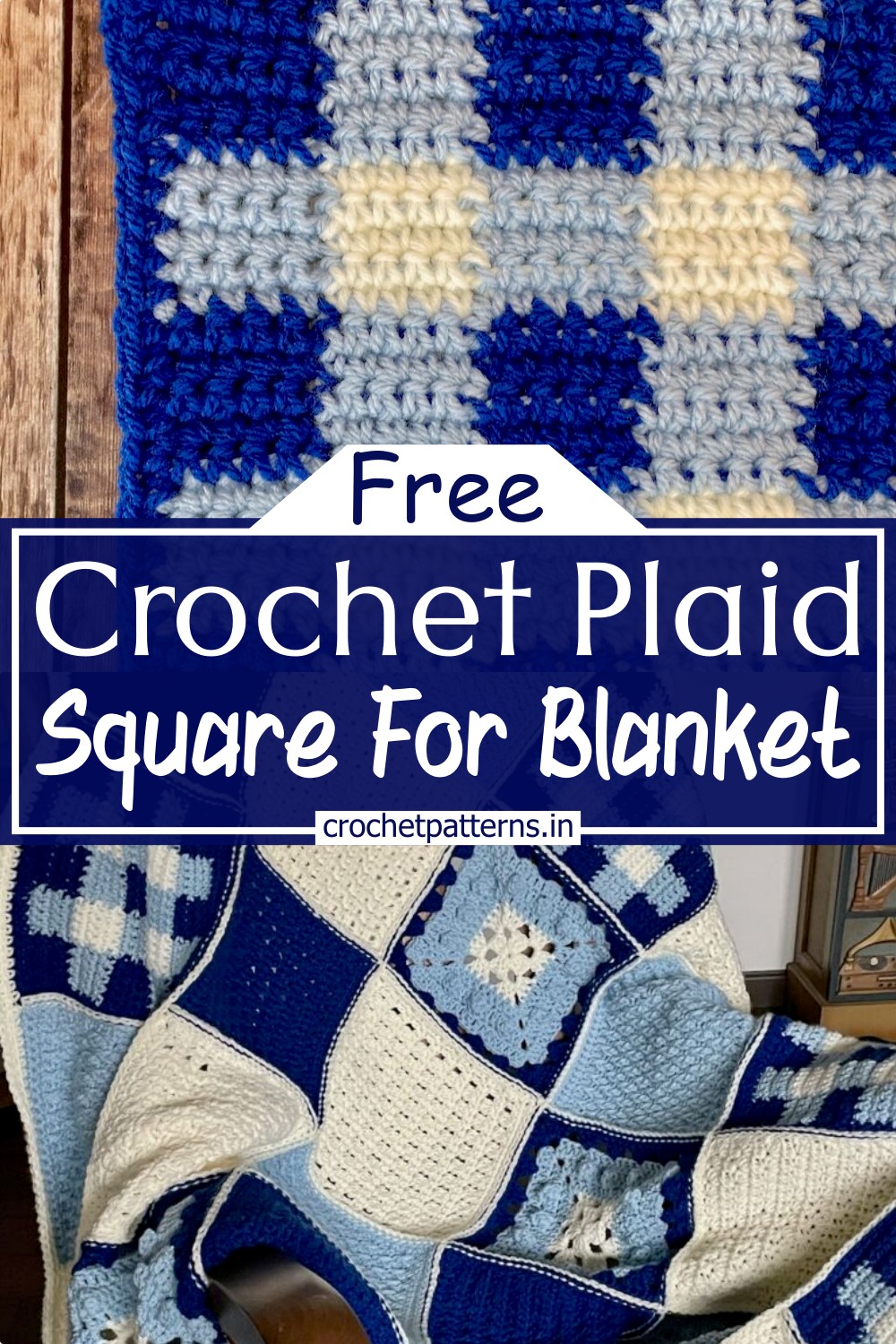 Crochet Plaid Square For Blanket