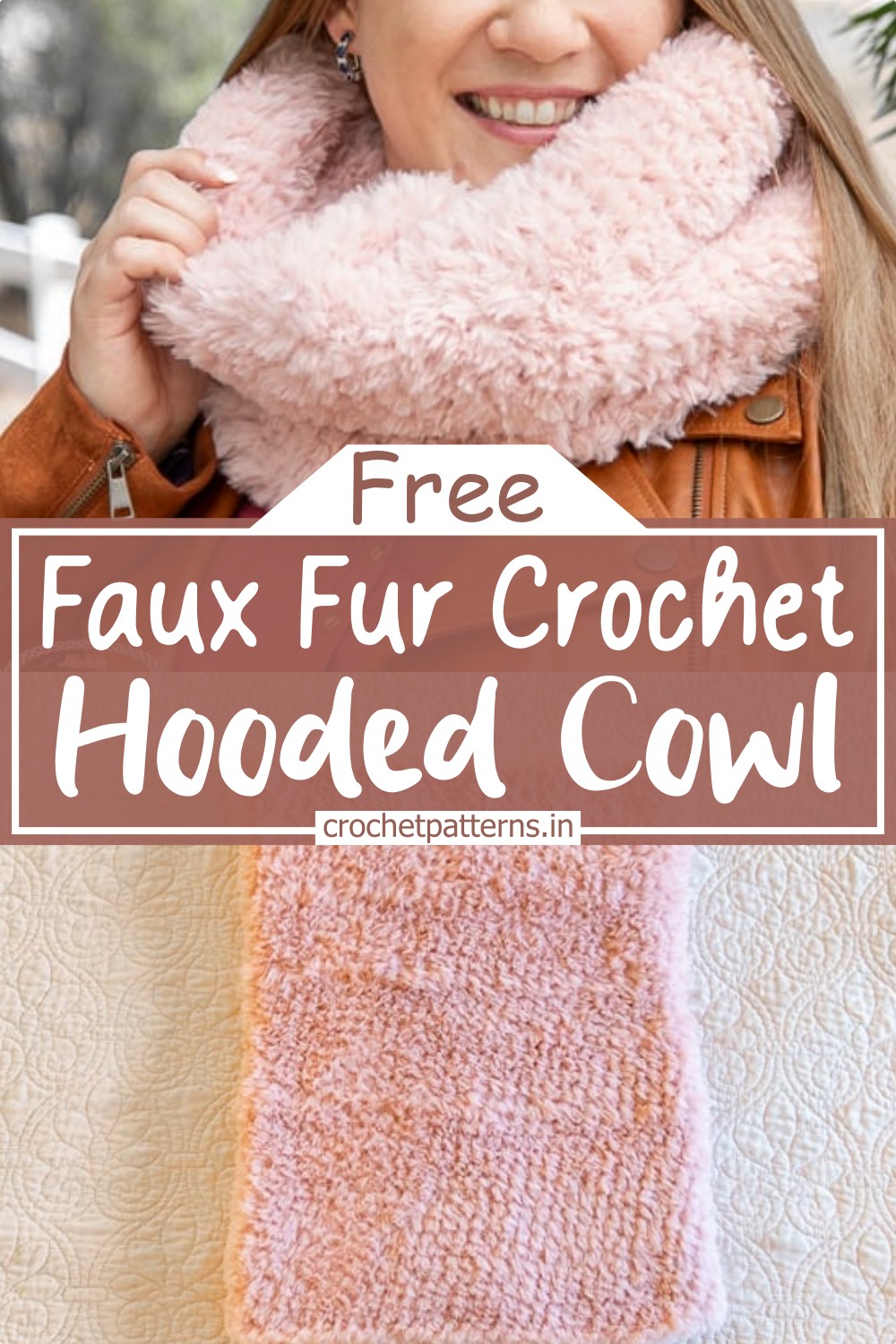 Faux Fur Crochet Hooded Cowl