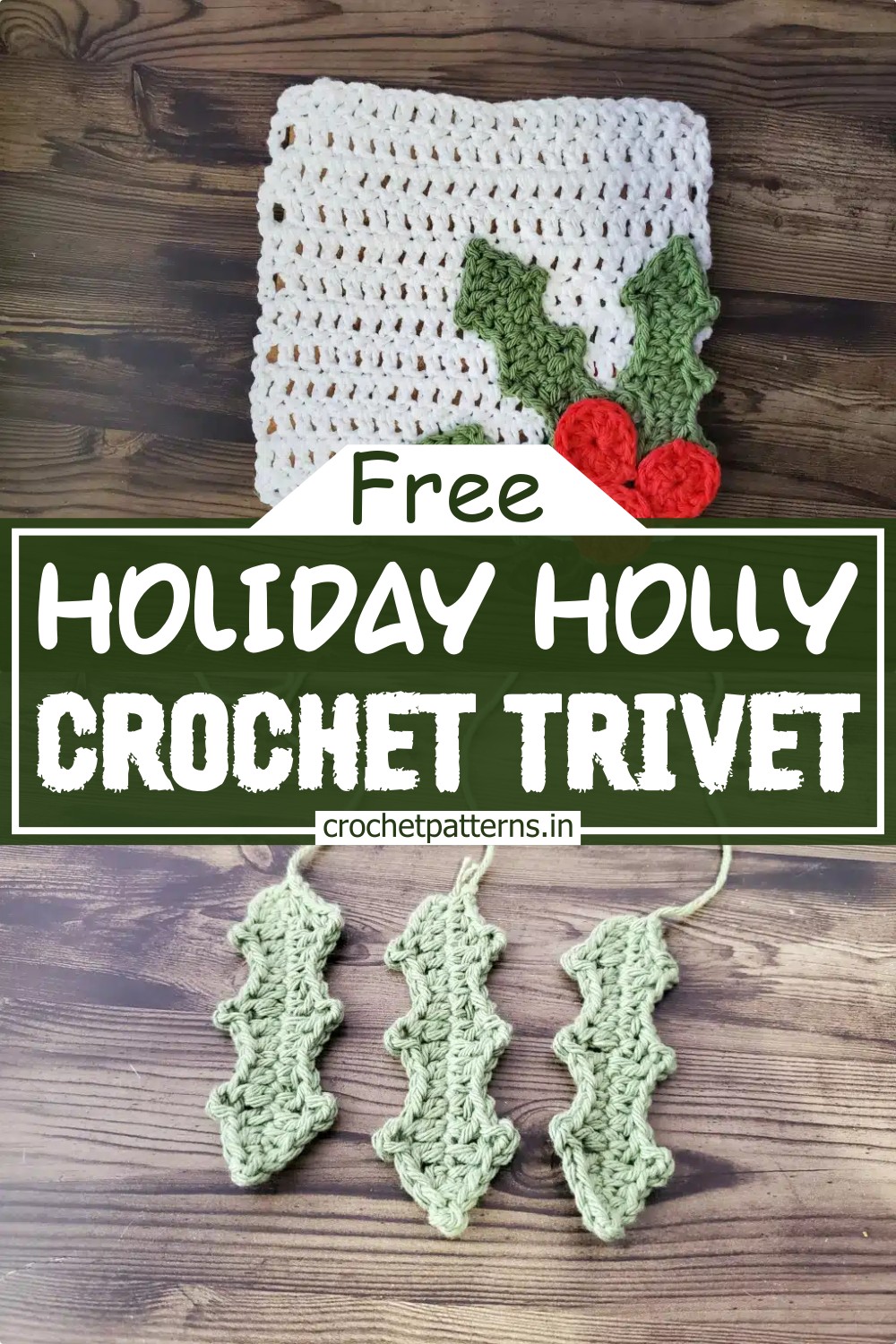 Holiday Holly Crochet Trivet
