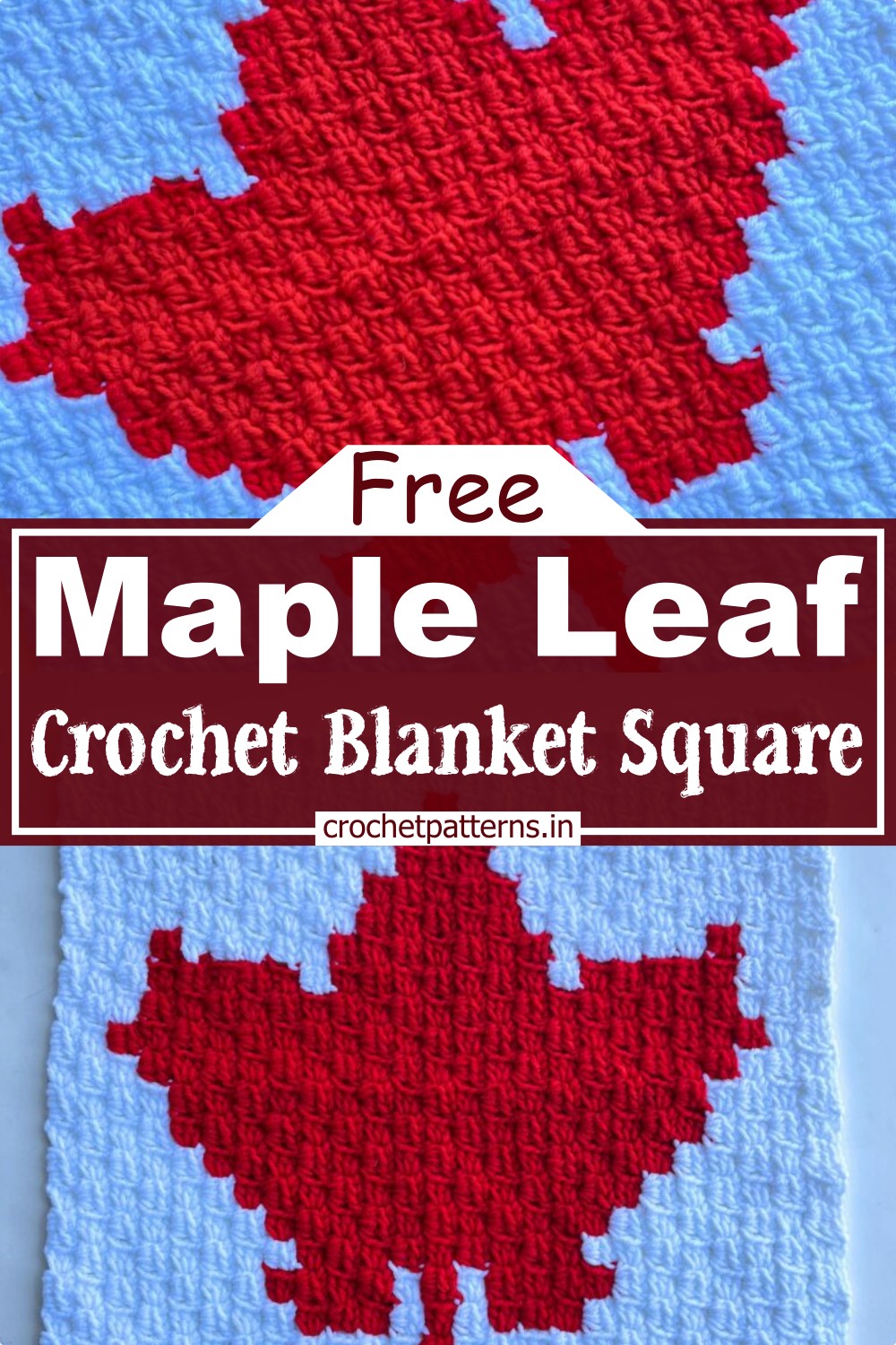 Maple Leaf Crochet Blanket Square