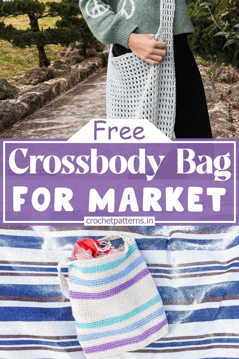 Crochet Crossbody Bag For Market