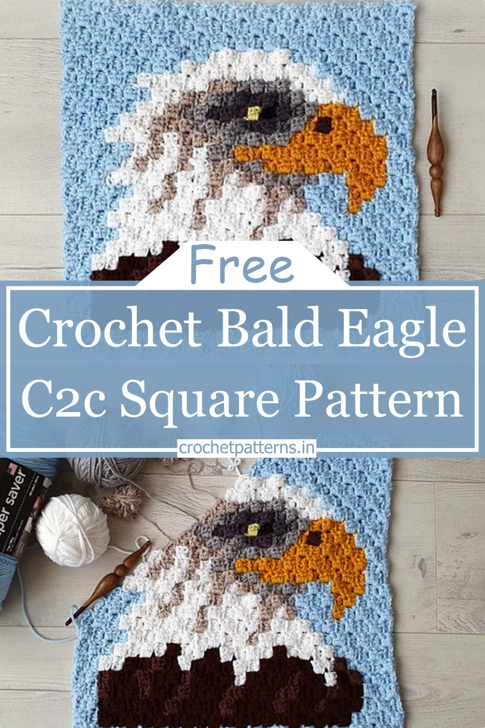 Crochet Bald Eagle C2c Square Pattern