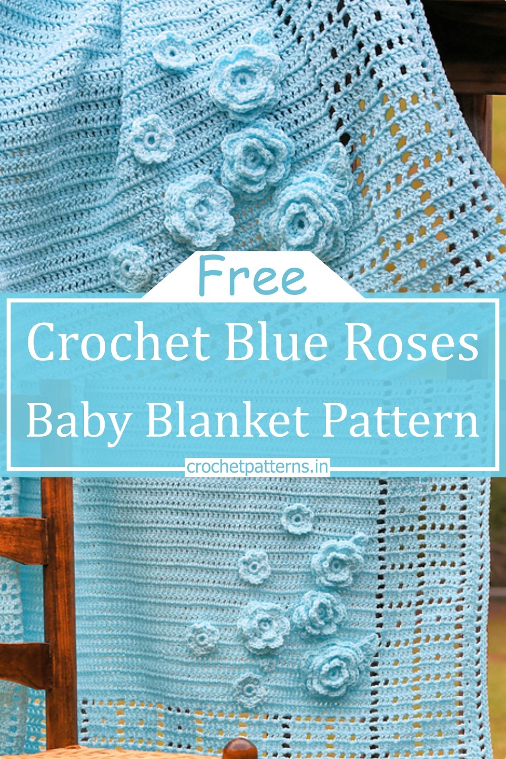 Crochet Blue Roses Baby Blanket Pattern
