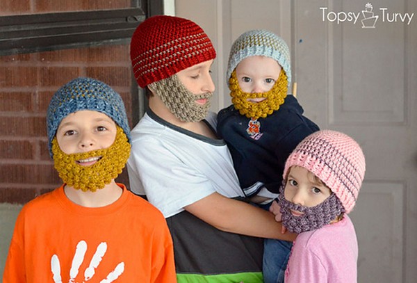 Crochet Bobble Bearded Beanie Pattern