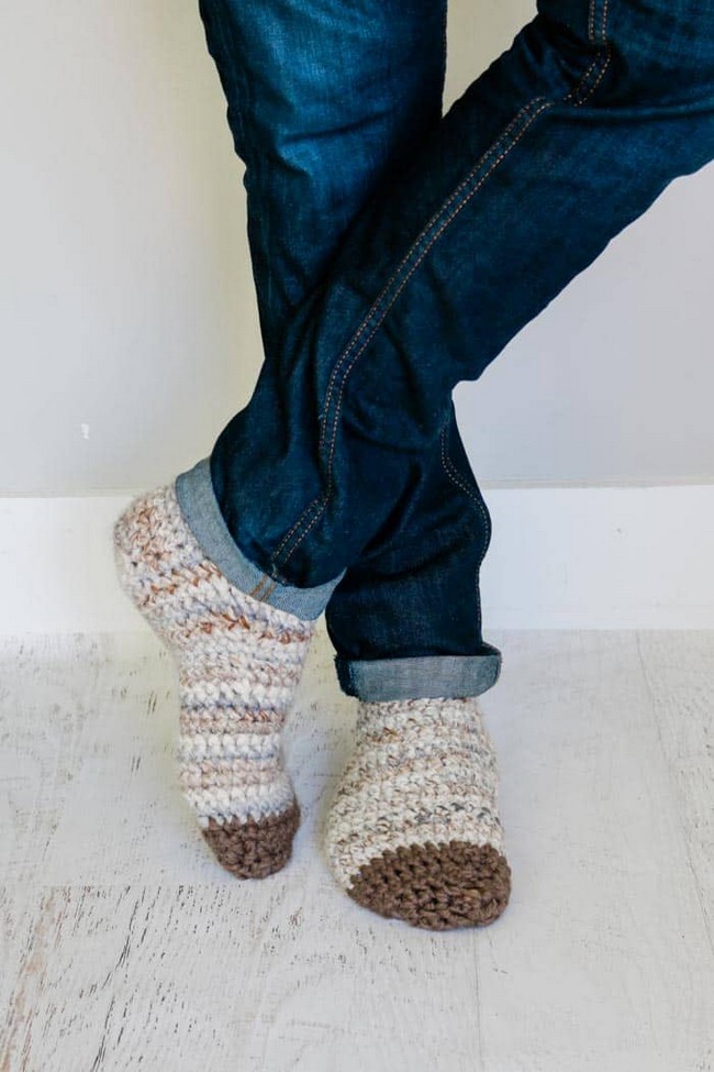 Crochet Chunky Slipper Socks For Adults