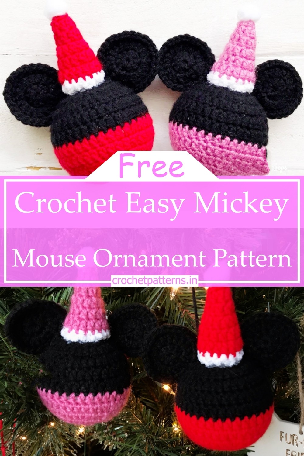 Crochet Easy Mickey Mouse Ornament Pattern