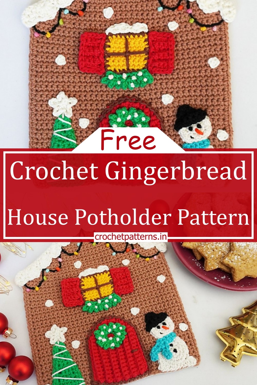 Crochet Gingerbread House Potholder Pattern