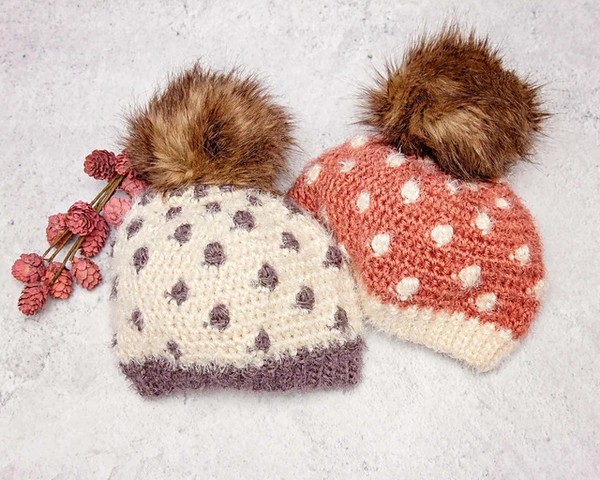 Crochet Polka Dot Winter Hat Pattern