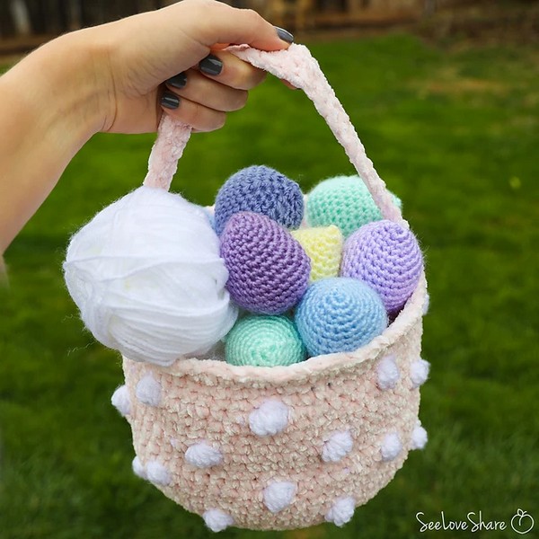 Crochet Polka-dot Easter Basket Pattern