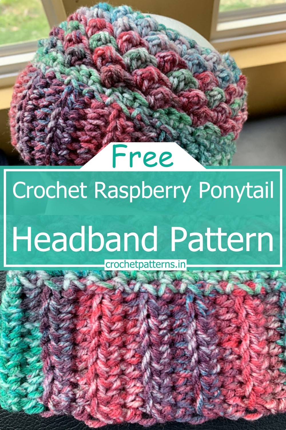 Crochet Raspberry Ponytail Headband Pattern