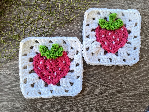 Crochet Strawberry Granny Square Pattern