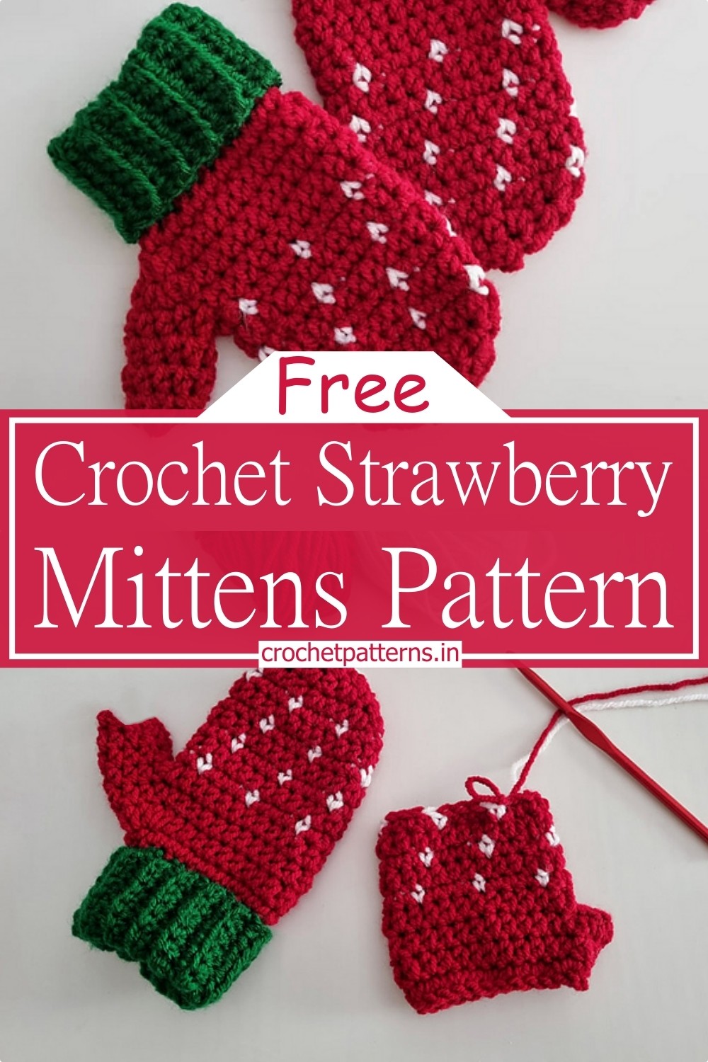 Crochet Strawberry Mittens Pattern