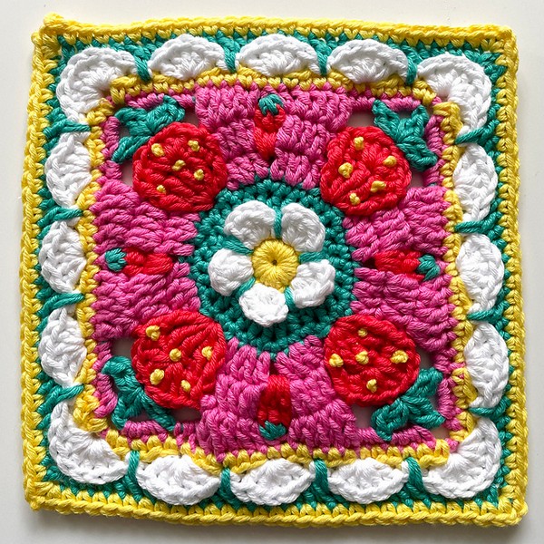Crochet Strawberry Square Pattern