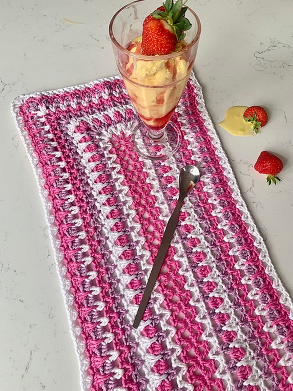 Crochet Strawberry Sundae Table Runner Pattern